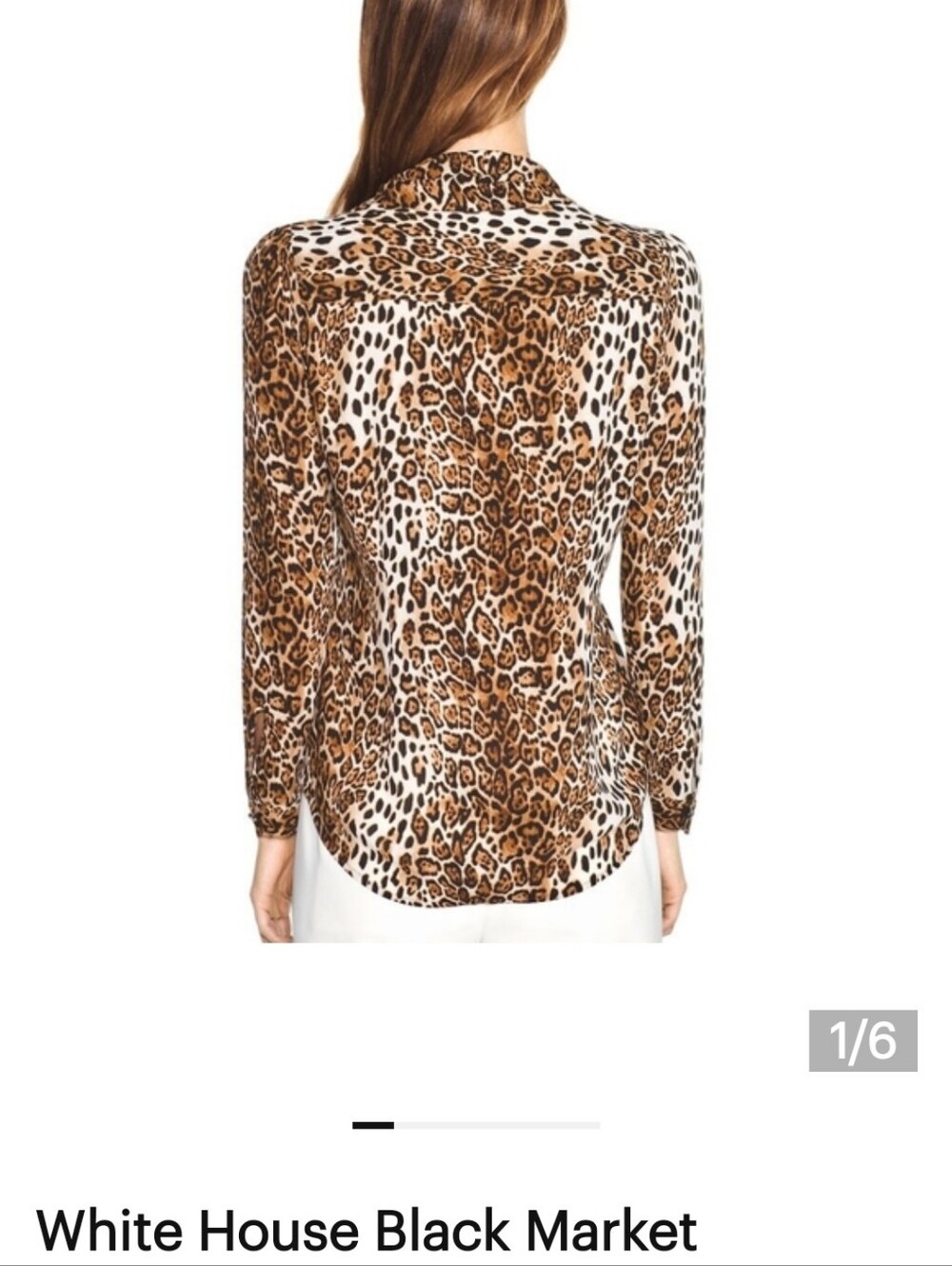 White house, black market, leopard blouse, size small tie for the neck. Button